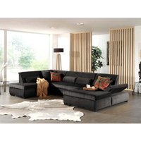 Lisa Design - Vermont - panorama-ecksofa in u-form - xxl - aus velours - links - dunkelgrau von LISA DESIGN