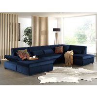 Lisa Design - Vermont – panorama-ecksofa in u-form – xxl – aus velours – rechts - nachtblau von LISA DESIGN