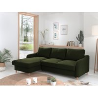Lisa Design - Will - ecksofa links - schlaffunktion und bettkasten - 4 sitzplätze - aus stoff - grün von LISA DESIGN