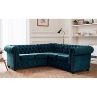 Lisa Design - William - chesterfield ecksofa beidseitig montierbar - 5 sitzplätze - aus samt - entenblau Lisa Design - William - chesterfield ecksofa beidseitig montierbar - 5 sitzplätze - aus samt - entenblau von LISA DESIGN