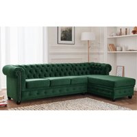 Lisa Design - William - chesterfield ecksofa rechts - 4 sitzplätze - aus samt - grün von LISA DESIGN