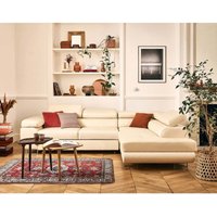 Lisa Design - Zaria - ecksofa rechts 5-sitzer schlaffunktion und bettkasten und kopfstützen aus veganem leder - beige von LISA DESIGN