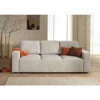 Livy - 3-sitzer schlafsofa - mit bettkasten - aus cord - beige von LISA DESIGN