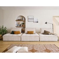 Marisol - 3-stizer - modulares, gerades sofa - strukturierter samt - beige von LISA DESIGN