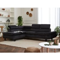 Nairobi – ecksofa mit schlaffunktion – aus samt – 5-sitzer – mit kopfstützen – links - grau - Grau von LISA DESIGN