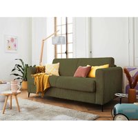 Owen - 3-sitzer sofa schlaffunktion - tägliches schlafen - 12 cm matratze - aus cordstoff - grün von LISA DESIGN