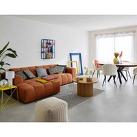 Ray - 4-sitzer ecksofa links - aus strukturiertem stoff - rostfarben von LISA DESIGN