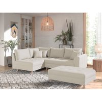 Rune – ecksofa – mit hocker – 4-sitzer – skandinavischer stil – links - beige von LISA DESIGN