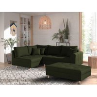 Rune – ecksofa – mit hocker – 4-sitzer – skandinavischer stil – links - grün - Grün von LISA DESIGN