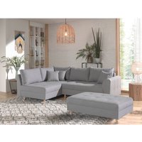 Lisa Design - Rune – ecksofa – mit hocker – 4-sitzer – skandinavischer stil – links - hellgrau von LISA DESIGN