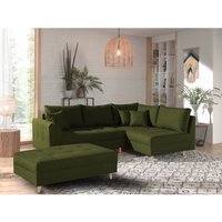 Rune – ecksofa – mit hocker – 4-sitzer – skandinavischer stil – rechts - olivgrün - Olivgrün von LISA DESIGN