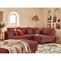 Rune – ecksofa rechts – 4-sitzer – mit hocker – aus cord - terrakotta von LISA DESIGN