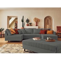 Rune – wohnlandschaft links – 7-sitzer – mit hocker – aus cord - dunkelgrau von LISA DESIGN