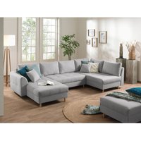 Rune – wohnlandschaft – mit hocker – 7-sitzer – skandinavischer stil – rechts - hellgrau von LISA DESIGN