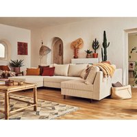 Rune – wohnlandschaft rechts – 7-sitzer – aus cord - beige - Beige von LISA DESIGN