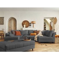 Lisa Design - Rune – wohnlandschaft rechts – 7-sitzer – mit hocker – aus bouclé-stoff - grau von LISA DESIGN