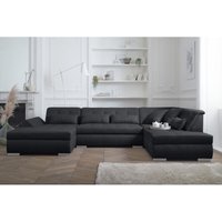 Vermont – wohnlandschaft 7-sitzer ecksofa in u-form – xxl – rechts - schwarz - Schwarz von LISA DESIGN