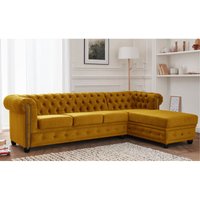 William - chesterfield ecksofa rechts - 4 sitzplätze - aus samt - gelb von LISA DESIGN