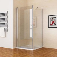 Meesalisa - Duschkabine Schwingtür Eckeinstieg in Höhe 185/195cm 180° Duschabtrennung Dusche mit 6mm nano Glas, Tür 75 x 75 Seitenwand x 185cm von MEESALISA