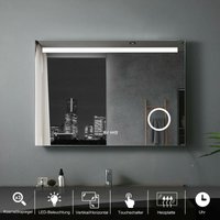 Meesalisa - lisa Badspiegel mit Beleuchtung led Badezimmerspiegel Wandspiegel mit Touch Beschlagfrei Dimmbar IP44, H:100x70cm mit Uhr+3-Fach von MEESALISA