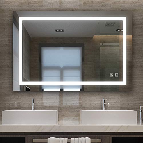 LISA Badspiegel mit Beleuchtung 60 x 90cm LED Rechteckig Lichtspiegel Touchschalter Wandspiegel kaltweiß 6000K IP44 A++ von LISA