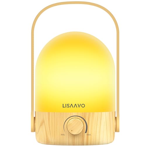 LISAAVO Cordless LED with Portable Handle，2Lichtfarben, tragbares Nachtlicht für Schlafzimmer, Wohnzimmer, Büro und unterwegs，Stimmungslichter für Schlafzimmer und Festdekoration（Holz） von LISAAVO