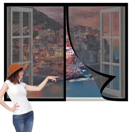 Fliegengitter Fenster Magnet für Innen 90 x 116 cm Insektenschutz Magnet Fliegengitter Ohne Bohren Kinderleichte Klebemontage für Alle Arten von Fenstern, Schwarz Fliegengitter Fenster Magnet für Innen 90 x 116 cm Insektenschutz Magnet Fliegengitter Ohne Bohren Kinderleichte Klebemontage für Alle Arten von Fenstern, Schwarz von LISANSAN