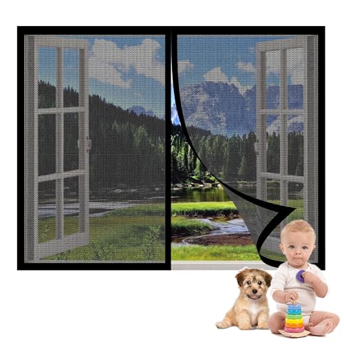 Insektenschutz für Fenster Nach Mass 132 x 120 cm Insektenschutz Magnetischer Fliegenvorhang Ohne Bohren Auto Schließen Faltbar für Alle Arten von Fenstern, Schwarz Insektenschutz für Fenster Nach Mass 132 x 120 cm Insektenschutz Magnetischer Fliegenvorhang Ohne Bohren Auto Schließen Faltbar für Alle Arten von Fenstern, Schwarz von LISANSAN