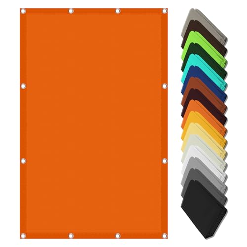 Sichtschutz mit Ösen 2.4 x 3.4 m Wasserdicht Polyester Reißfest Anpassbare Größe Sonnenschutzdach Segeltuch mit Spannseilen mit Ösen für Balkon Terrasse, Orange von LISANSAN