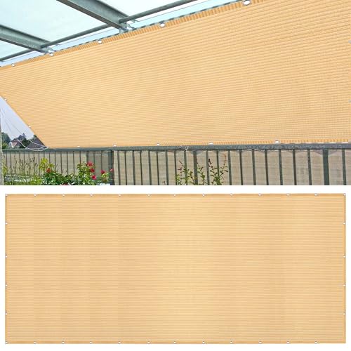 Sonnenschutz Sonnensegel 573 x 616 cm Rechteckig Atmungsaktiv Sonnenschutz Windschutz Netz Vielen Größen mit Spannseilen für Patio Balkon Terrasse Camping, Creme Farben von LISANSAN