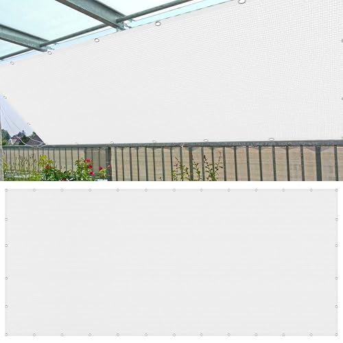 Sonnenschutz Sonnensegel 573 x 628 cm Rechteckig Atmungsaktiv Sonnenschutz Windschutz Netz Vielen Größen mit Spannseilen für Patio Balkon Terrasse Camping, Weiß von LISANSAN