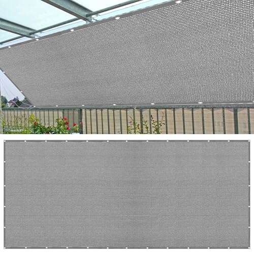 Sonnenschutz Sonnensegel 584 x 619 cm Rechteckig Atmungsaktiv Sonnenschutz Windschutz Netz Vielen Größen mit Spannseilen für Patio Balkon Terrasse Camping, Hellgrau von LISANSAN