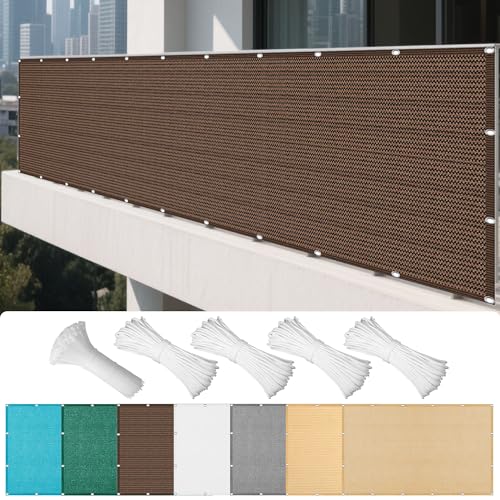 Sonnensegel Atmungsaktiv 592 x 671 cm Rechteckig Atmungsaktiv 98% UV Schutz Sonnenschutz Netz mit Ösen Sichtschutz Reißfest Wetterfest Ohne Bohren für Terrasse Balkon, braun Sonnensegel Atmungsaktiv 592 x 671 cm Rechteckig Atmungsaktiv 98% UV Schutz Sonnenschutz Netz mit Ösen Sichtschutz Reißfest Wetterfest Ohne Bohren für Terrasse Balkon, braun von LISANSAN