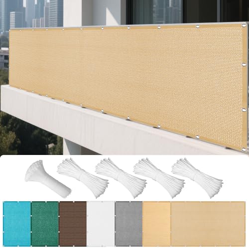 Sonnensegel Atmungsaktiv 606 x 654 cm Rechteckig Atmungsaktiv 98% UV Schutz Sonnenschutz Netz mit Ösen Sichtschutz Reißfest Wetterfest Ohne Bohren für Terrasse Balkon, Sandgelb Sonnensegel Atmungsaktiv 606 x 654 cm Rechteckig Atmungsaktiv 98% UV Schutz Sonnenschutz Netz mit Ösen Sichtschutz Reißfest Wetterfest Ohne Bohren für Terrasse Balkon, Sandgelb von LISANSAN