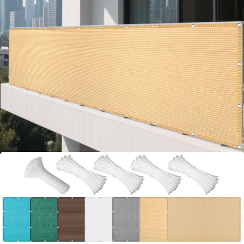 Sonnensegel Atmungsaktiv 610 x 649 cm Rechteckig Atmungsaktiv 98% UV Schutz Sonnenschutz Netz mit Ösen Sichtschutz Reißfest Wetterfest Ohne Bohren für Terrasse Balkon, Creme Farben Sonnensegel Atmungsaktiv 610 x 649 cm Rechteckig Atmungsaktiv 98% UV Schutz Sonnenschutz Netz mit Ösen Sichtschutz Reißfest Wetterfest Ohne Bohren für Terrasse Balkon, Creme Farben von LISANSAN