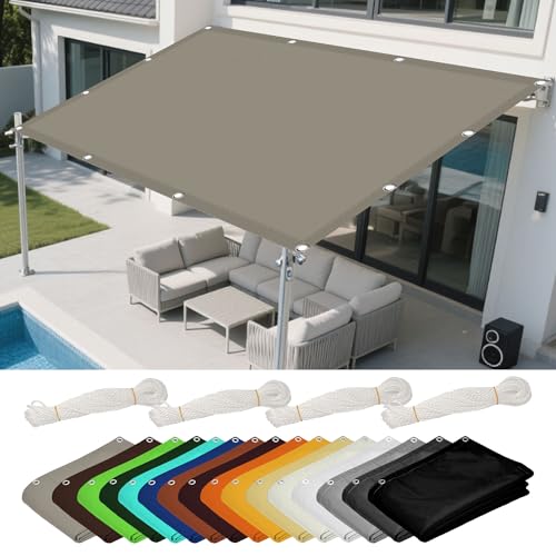 Sonnensegel Rechteckig 0.7 x 1.5 m Rechteckig Wasserdicht 98% UV Schutz Schattiernetz mit Ösen Segeltuch 4 × 1.5 M Seile für Terrasse Garten, Khaki von LISANSAN