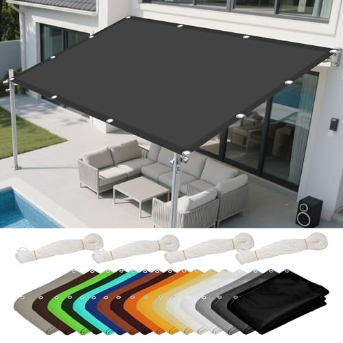 Sonnensegel Rechteckig 0.8 x 1.4 m Rechteckig Wasserdicht 98% UV Schutz Schattiernetz mit Ösen Segeltuch 4 × 1.5 M Seile für Terrasse Garten, Dunkelgrau von LISANSAN