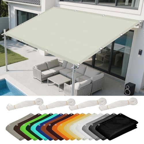 Sonnensegel Rechteckig 1.6 x 2.8 m Rechteckig Wasserdicht 98% UV Schutz Schattiernetz mit Ösen Segeltuch 4 × 1.5 M Seile für Terrasse Garten, Beige von LISANSAN