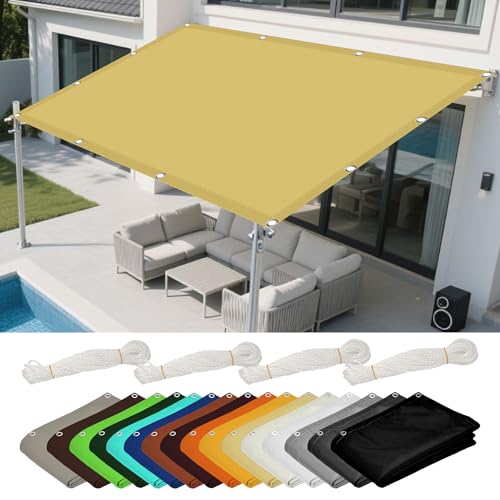 Sonnensegel Rechteckig 2.1 x 3.2 m Rechteckig Wasserdicht 98% UV Schutz Schattiernetz mit Ösen Segeltuch 4 × 1.5 M Seile für Terrasse Garten, Creme Farben von LISANSAN