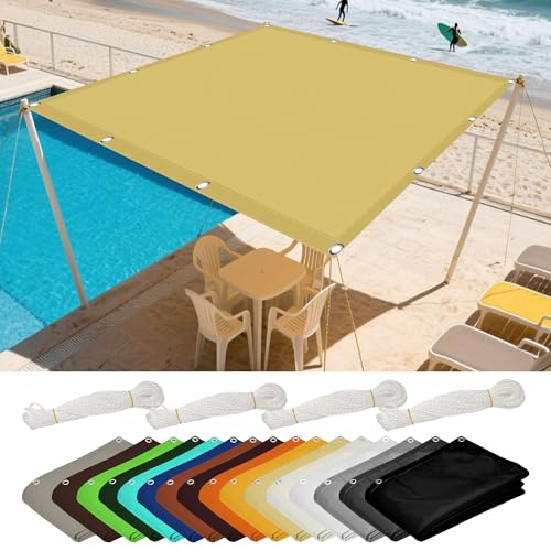Sonnensegel Rechteckig Wasserdicht 0.9 x 2 m Rechteckig Wasserdicht Sonnenschutz Windschutz Blickdicht Schattennetz Vielen Größen mit Spannseilen für Terrasse Balkon, Creme Farben von LISANSAN