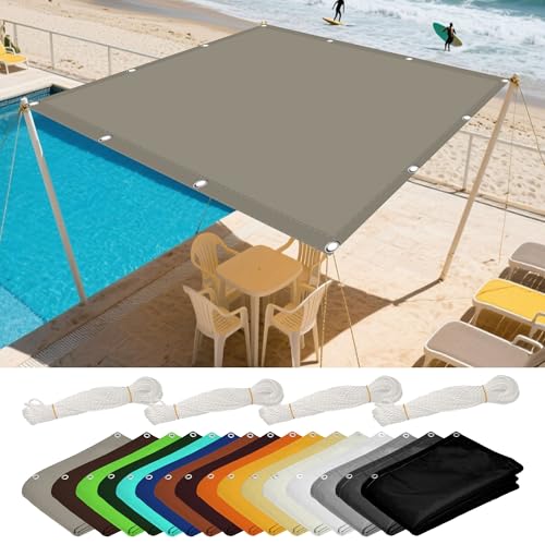 Sonnensegel Rechteckig Wasserdicht 1.6 x 2.2 m Rechteckig Wasserdicht Sonnenschutz Windschutz Blickdicht Schattennetz Vielen Größen mit Spannseilen für Terrasse Balkon, Khaki von LISANSAN