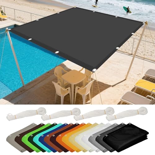 Sonnensegel Rechteckig Wasserdicht 1.8 x 4.5 m Rechteckig Wasserdicht Sonnenschutz Windschutz Blickdicht Schattennetz Vielen Größen mit Spannseilen für Terrasse Balkon, Dunkelgrau von LISANSAN