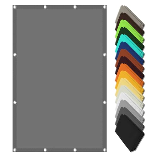 Sonnensegel Rechteckig Wasserdicht 3.5 x 3.6 m Wasserdicht Polyester Reißfest Anpassbare Größe Outdoor Schattiernetz Vielen Größen mit Spannseilen für Terrasse Camping, Hellgrau von LISANSAN