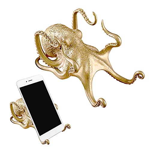 LILOVE Kreative Goldfarbe Krake Tierform Skulptur Unterstützung Tisch Buch Wohnkultur Federhalter Lustige Telefonständer Ornamente von LILOVE
