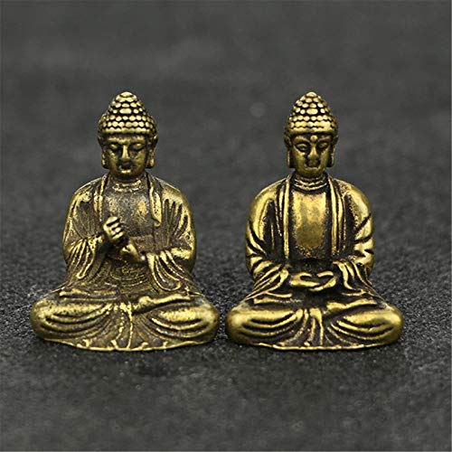 LISAQ Mini tragbare Retro Messing Buddha Zen Statue Tasche sitzen Buddha Hand Spielzeug Skulptur Home Office Schreibtisch dekorative Ornament Geschenk (2er Pack) von LISAQ