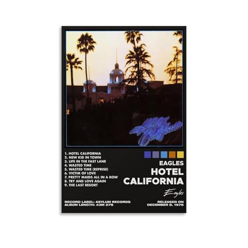 LISHDUNS Album-Poster, Motiv: Hotel California von Eagles, Schlafzimmer, Wohnzimmer, Wanddekoration, Poster, Ästhetik, Art-Deco, 40 x 60 cm, ungerahmter Stil LISHDUNS Album-Poster, Motiv: Hotel California von Eagles, Schlafzimmer, Wohnzimmer, Wanddekoration, Poster, Ästhetik, Art-Deco, 40 x 60 cm, ungerahmter Stil von LISHDUNS