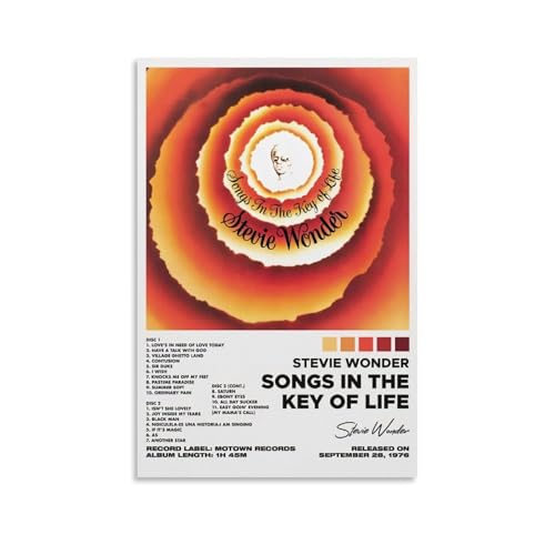 LISHDUNS Stevie Wonder-Album-Poster, Motiv: Songs In The Key Of Life von Stevie, für Schlafzimmer, Wohnzimmer, Wanddekoration, Poster, Ästhetik, Art-Deco, 30 x 45 cm, ungerahmt LISHDUNS Stevie Wonder-Album-Poster, Motiv: Songs In The Key Of Life von Stevie, für Schlafzimmer, Wohnzimmer, Wanddekoration, Poster, Ästhetik, Art-Deco, 30 x 45 cm, ungerahmt von LISHDUNS