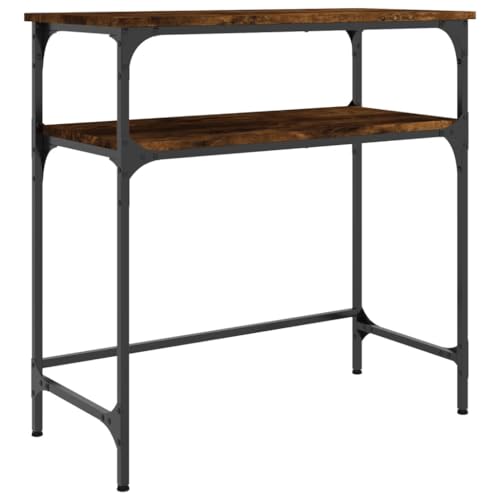 Konsolentisch Beistelltisch schmal Flurtisch Regal Beistelltisch für Eingangsbereich Wohnzimmer Braun Eiche Optik 75 x 32 x 75 cm Holzwerkstoff von LISHEUK