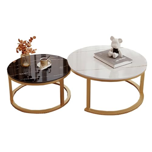 LISHEUK 2er-Set Beistelltische aus Metall, stapelbarer Beistelltisch mit Metallgestell, Abnehmbarer runder Satztisch mit Marmormusterplatte für das Wohnzimmer (Schwarz A 50cm + 7 LISHEUK 2er-Set Beistelltische aus Metall, stapelbarer Beistelltisch mit Metallgestell, Abnehmbarer runder Satztisch mit Marmormusterplatte für das Wohnzimmer (Schwarz A 50cm + 7 von LISHEUK