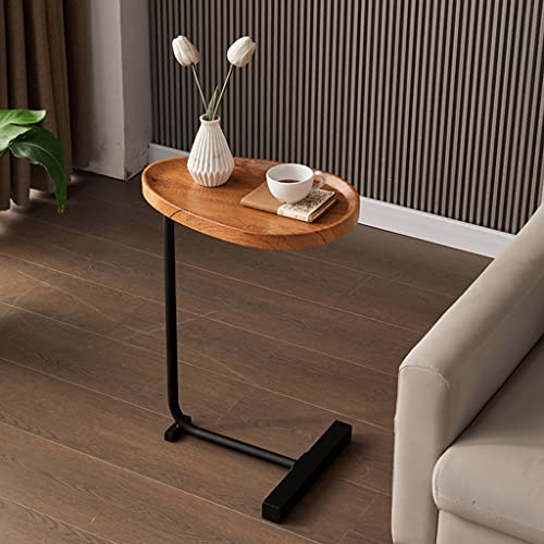 LISHEUK Beistelltisch im Retro-Stil mit Metallrahmen für Sofa und Bett, schwarzer Beistelltisch für Wohnzimmer und Schlafzimmer, Nachttisch, Couchtisch für Laptop (/Schwarz A) von LISHEUK